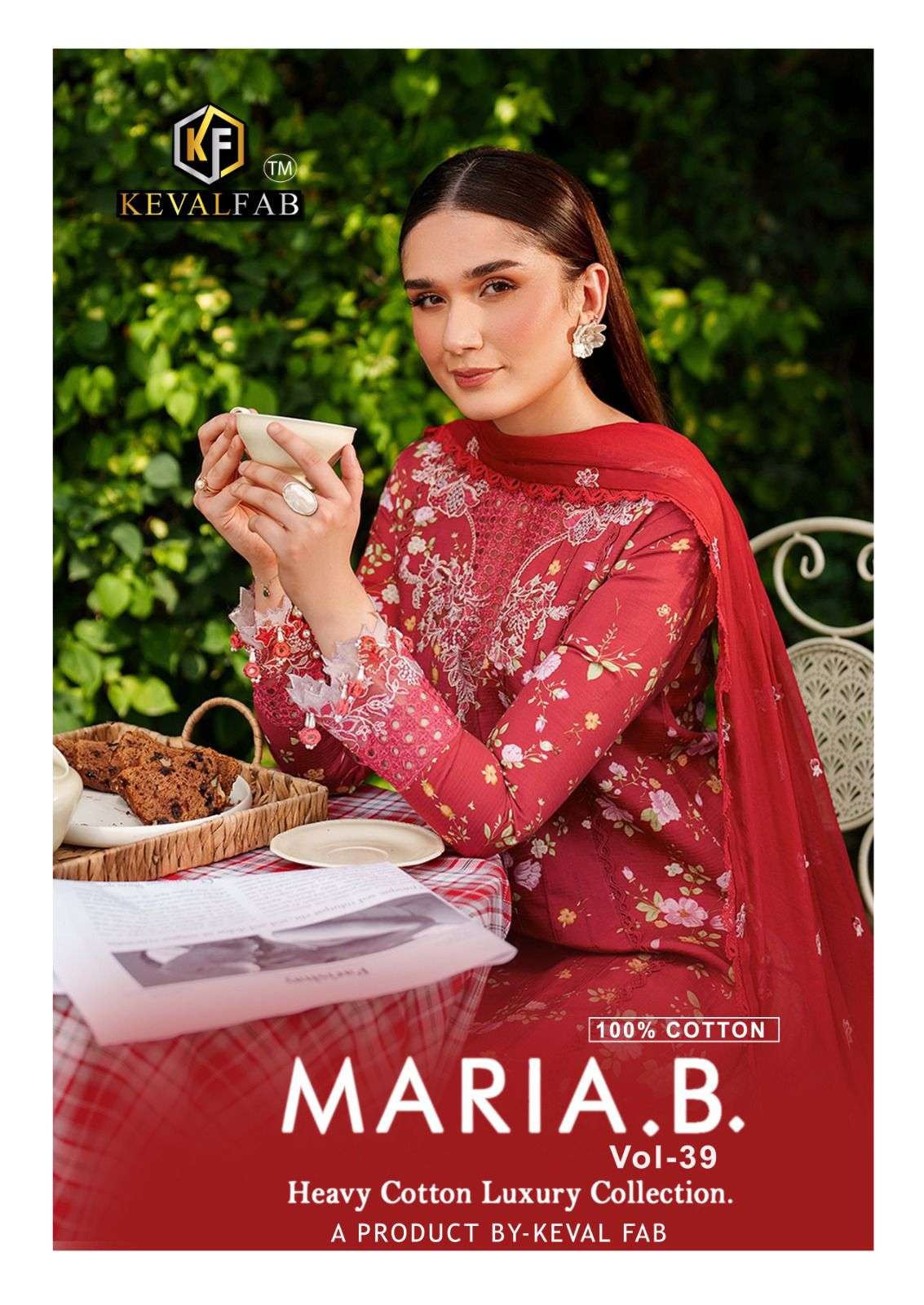 KEVAL FAB MARIA B-39 PURE COTTON EMBROIDERY PAKISTANI DRESSES-00201