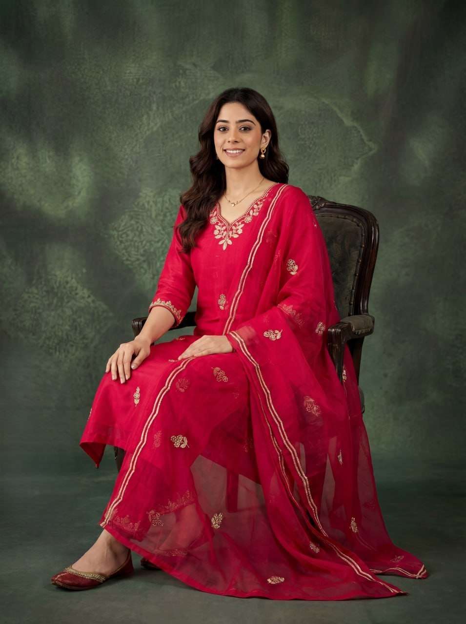 KEY VOL-1 BY ASLIWHOLESALE DESIGNER PURE ORGANZA EMBROIDERY DRESSES-00265