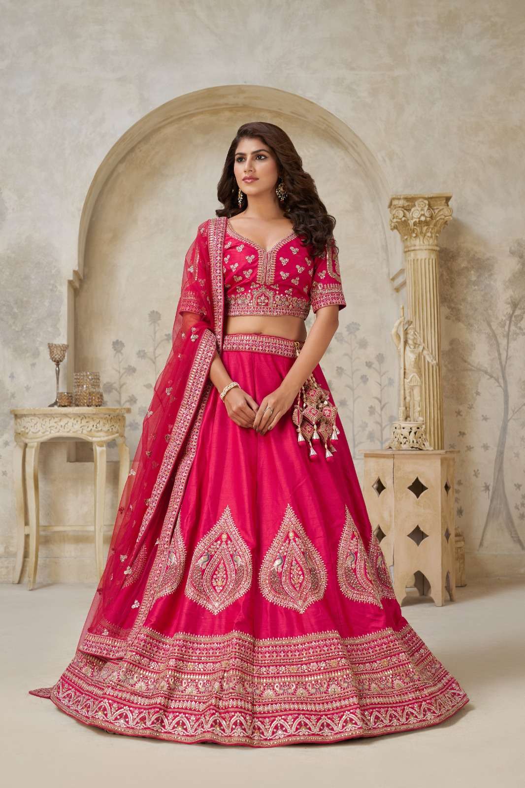 KF-2144 COLOUR BY ASLIWHOLESALE DESIGNER PURE SILK EMBROIDERY LEHENGAS-00317