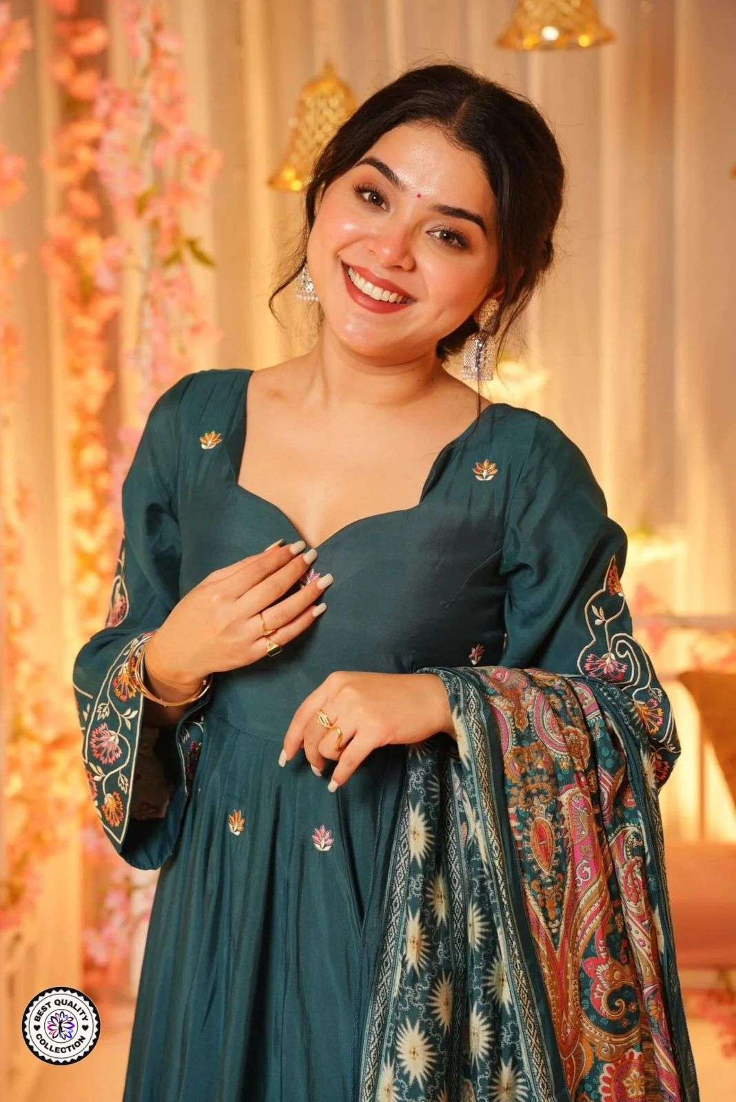 KF-4088 BY ASLIWHOLESALE DESIGNER PURE CHANDERI EMBROIDERY DRESSES-00096