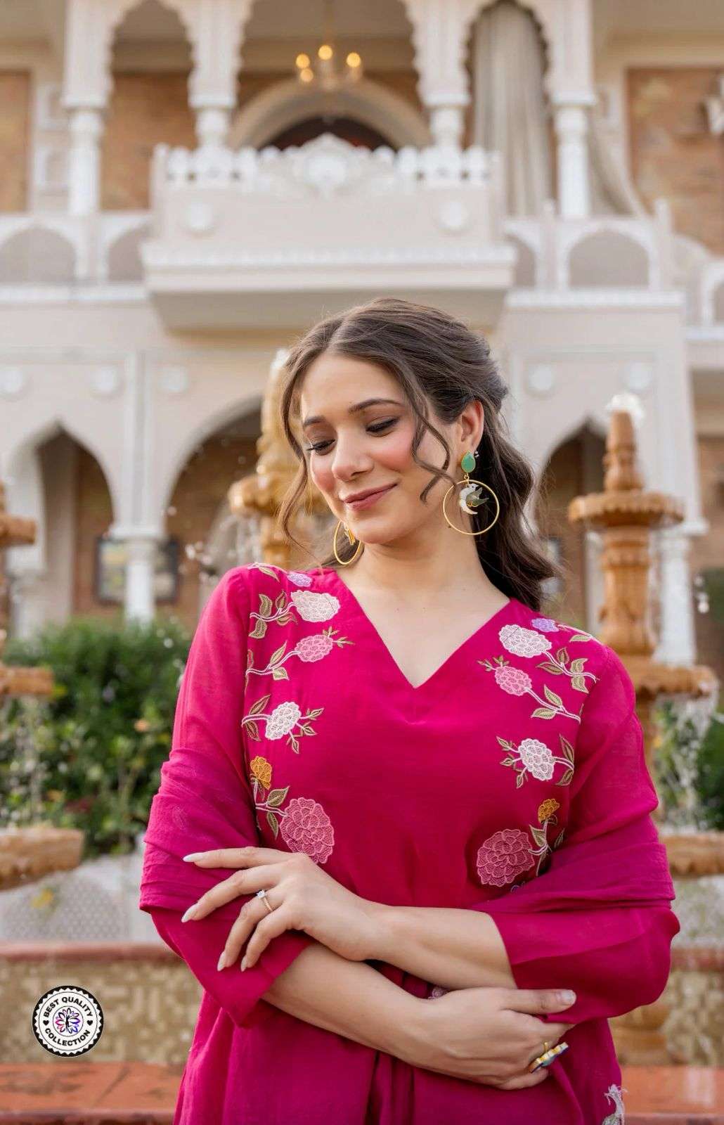 KF-5033 BY ASLIWHOLESALE DESIGNER PURE CHANDERI EMBROIDERY DRESSES-00096