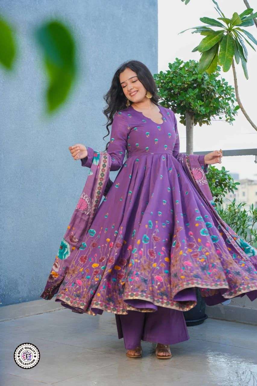 KF-5034 BY ASLIWHOLESALE DESIGNER PURE MUSLIN COTTON EMBROIDERY DRESSE-00096