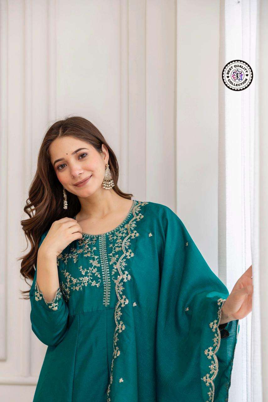 KF-5130 BY ASLIWHOLESALE DESIGNER PURE VICHITRA SILK EMBROIDERY DRESSES-00096