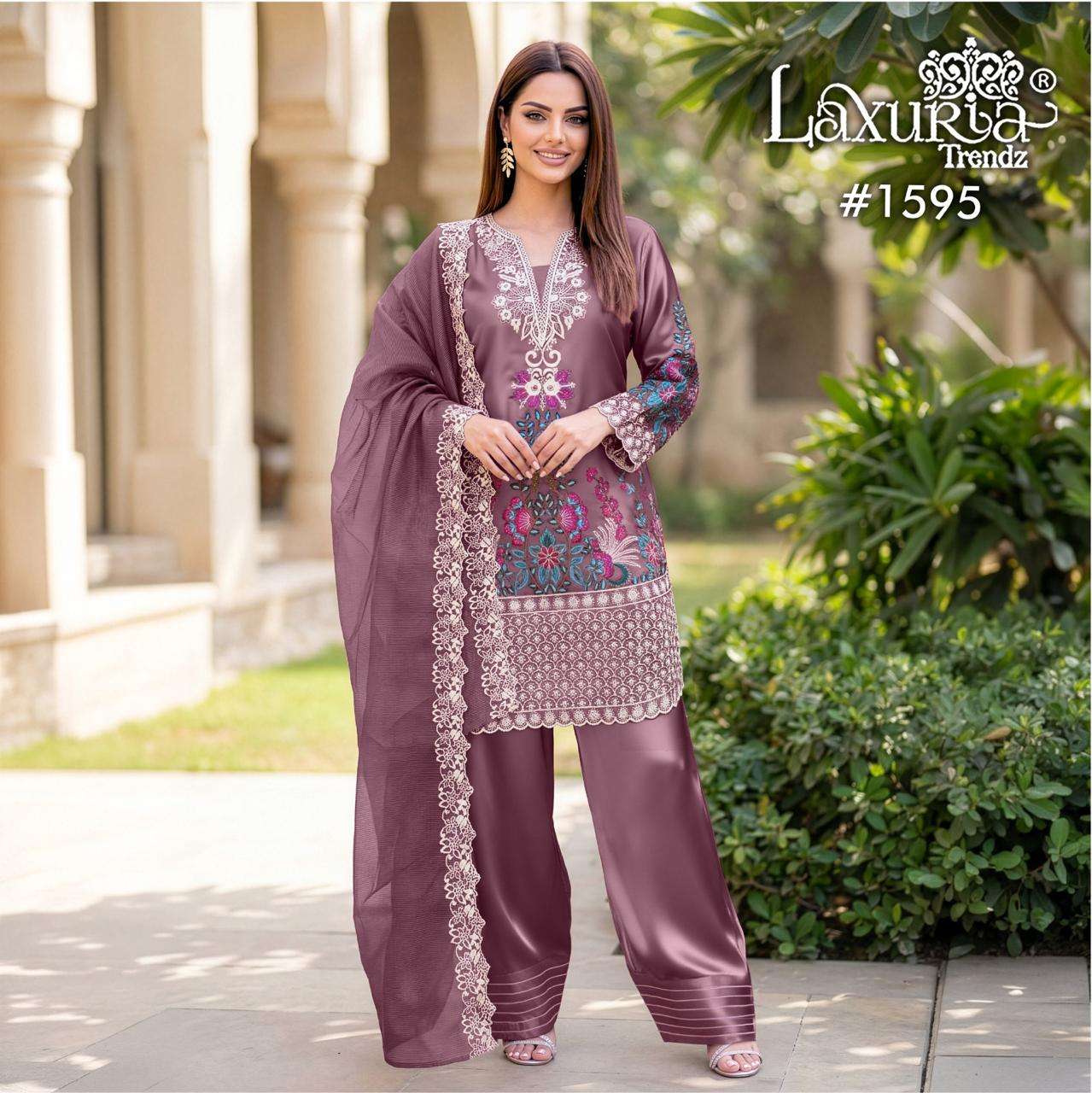 LAXURIA 1595 PURE SATIN EMBROIDERY PAKISTANI DRESSES-00005