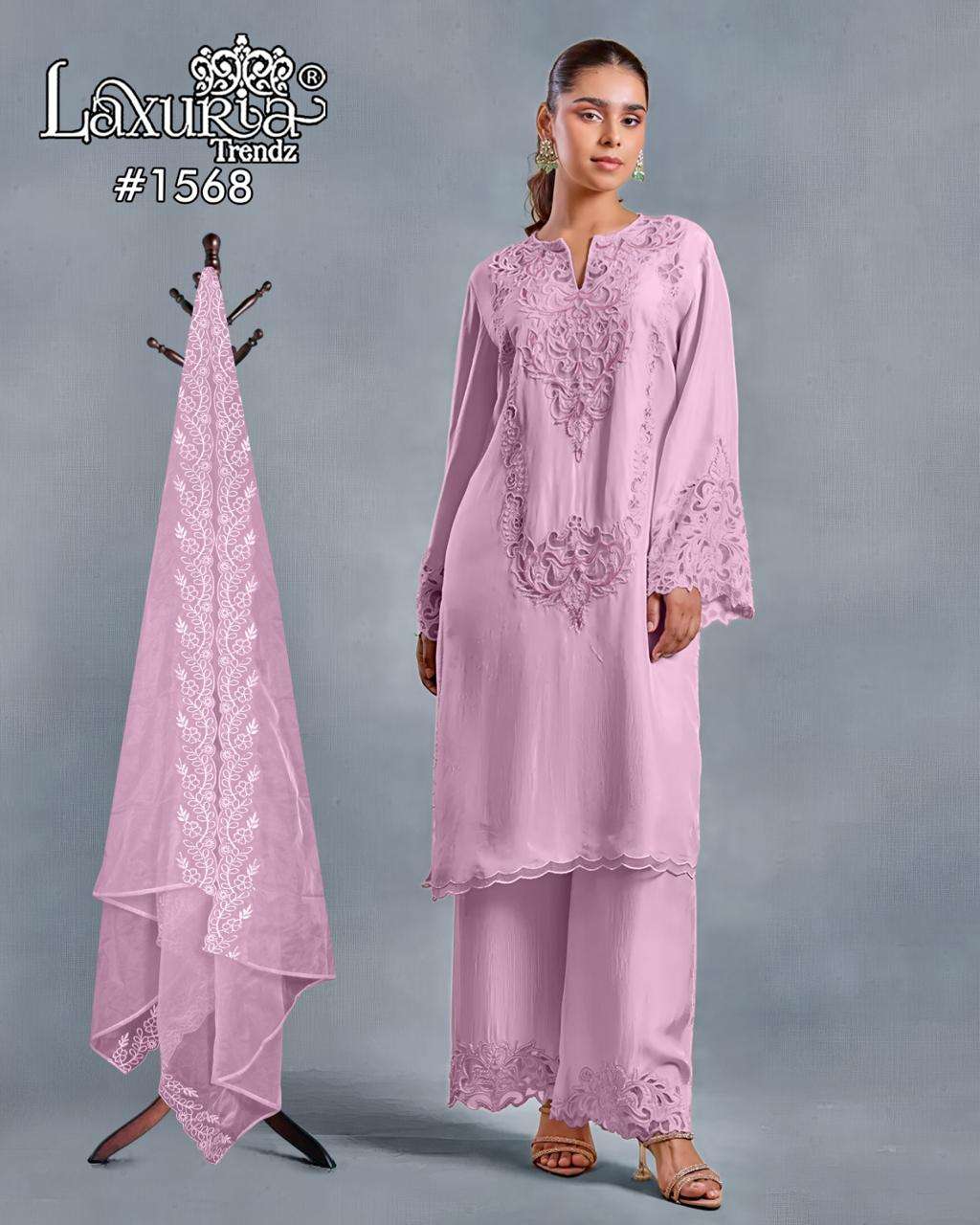 LAXURIA TRENDZ 1594 PURE SATIN EMBROIDERY PAKISTANI DRESSES-00005