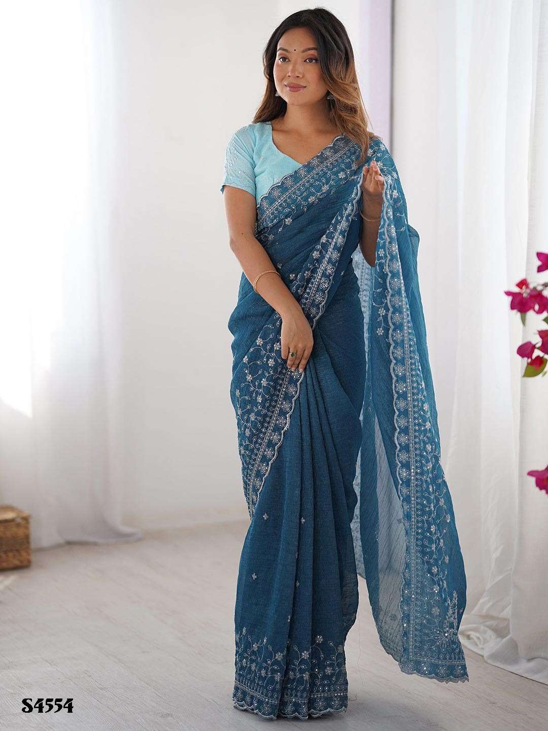 MAHOTSAV MANIRA S-4553 TO S-4556 SERIES PURE CRUNCY SILK EMBROIDERY SAREES-00276