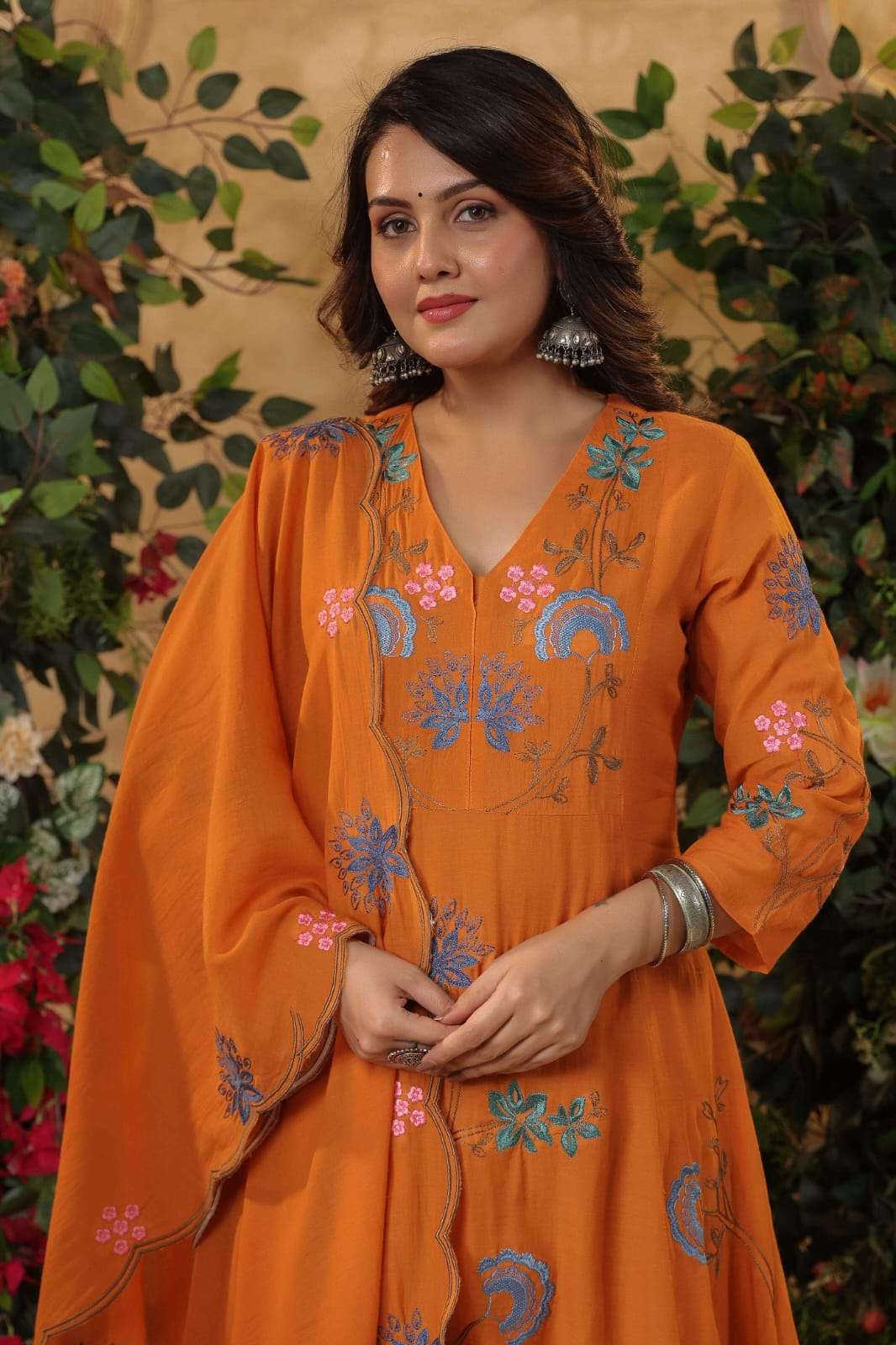 MANNAT BY ASLIWHOLESALE DESIGNER PURE VISCOSE CHANDERI EMBROIDERY DRESSES-00264