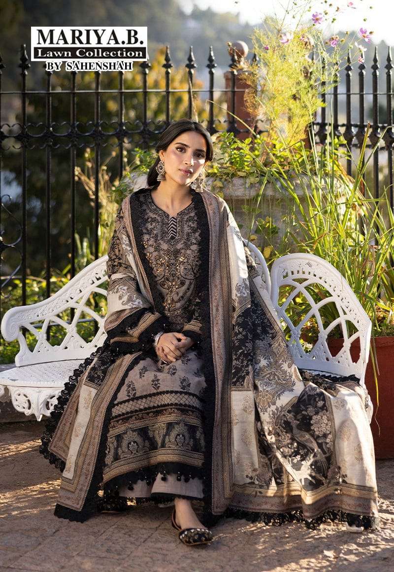 MARIYA B MA-1007 TO 1008 SERIES PURE LAWN COTTON EMBROIDERY PAKISTANI DRESSES-00245