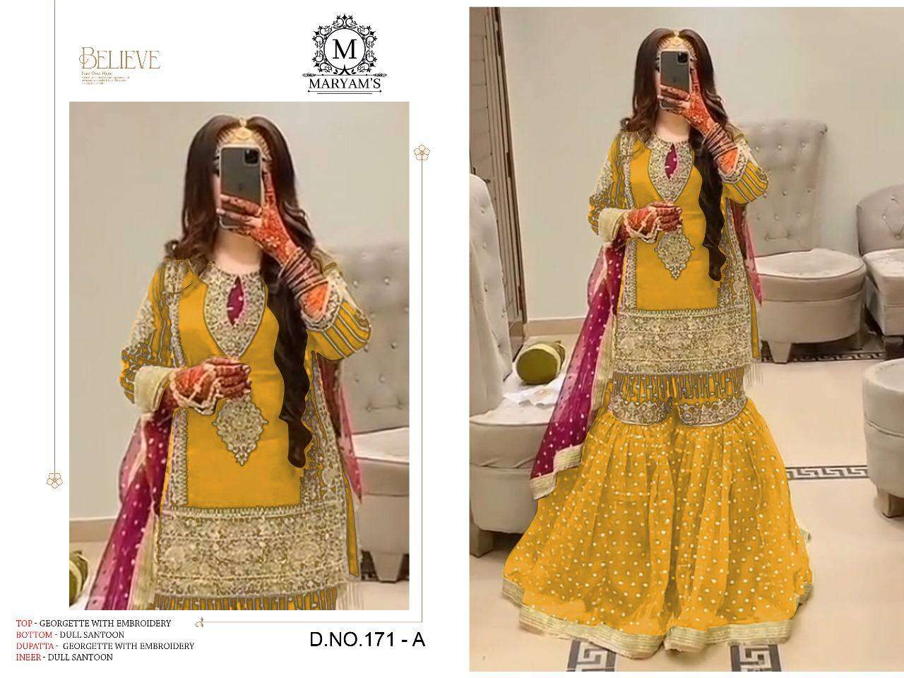MARYAMS-171 HEAVY EMBROIDERY FAUX GEORGETTE PAKISTANI DRESSES-00022