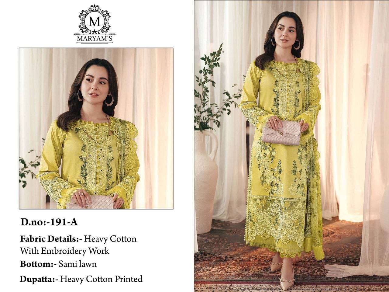 MARYAMS-191 HEAVY EMBROIDERY COTTON PAKISTANI DRESSES-00022