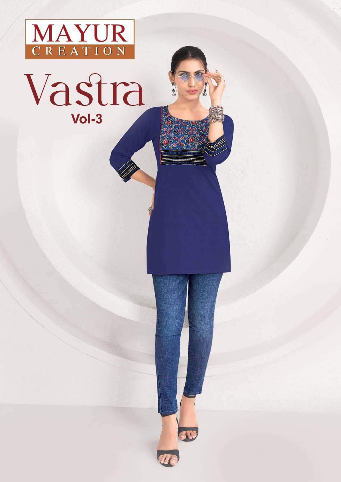 MAYUR VASTRA VOL-3 3001 TO 3010 SERIES PURE COTTON EMBROIDERY KURTIS-00015