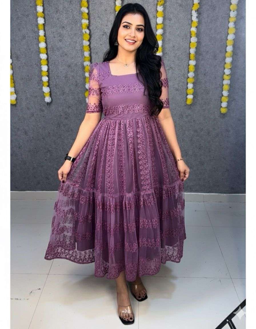 MC-1085 BY ASLIWHOLESALE DESIGNER PURE NET EMBROIDERY GOWN-00249