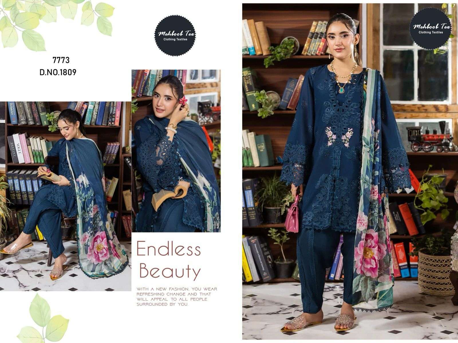 MEHBOOB TEX  1808 TO 1809 SERIES PURE COTTON  EMBROIDERY DRESSES-00071