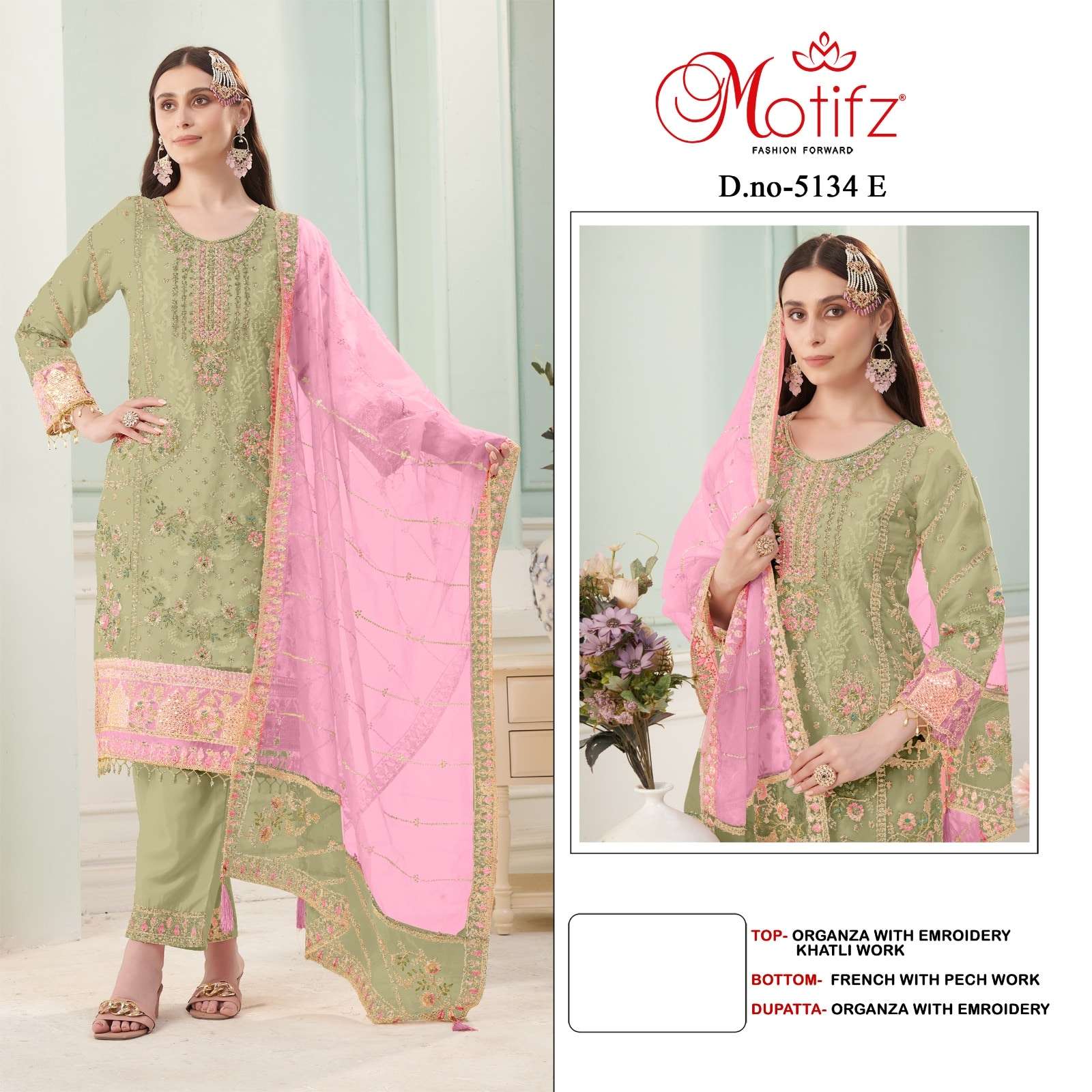 MOTIFZ 5134 A TO D SERIES PURE ORGANZA EMBROIDERY PAKISTANI DRESSES-00201