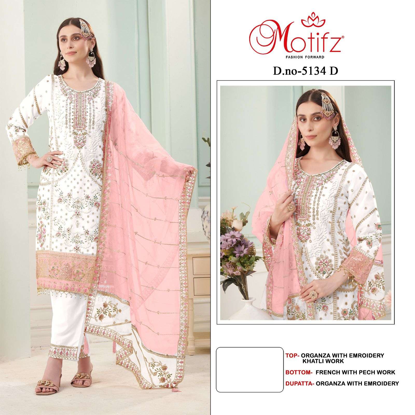 MOTIFZ 5134 PURE ORGANZA EMBROIDERY PAKISTANI DRESSES-00201