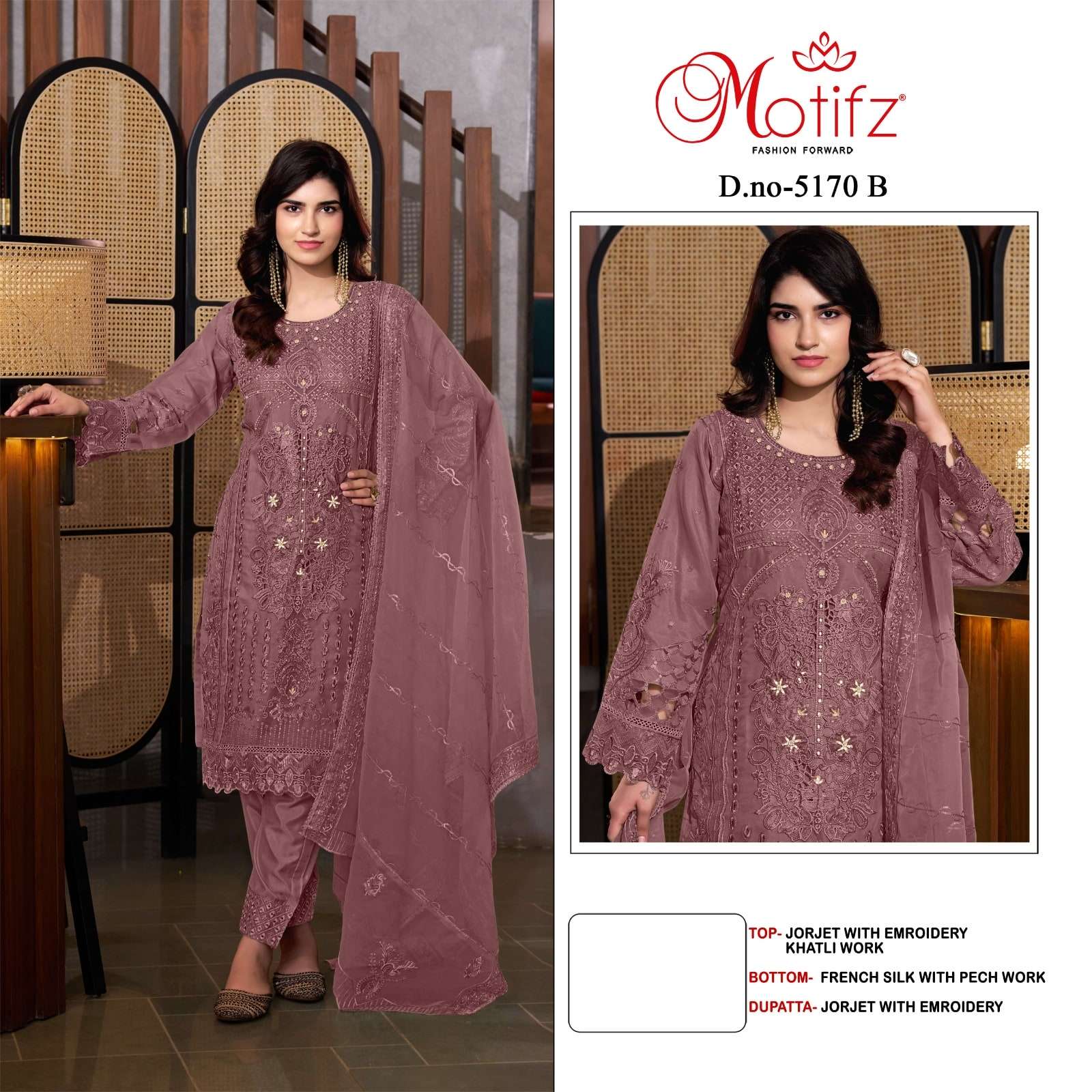 MOTIFZ 5170 A TO D SERIES PURE GEORGETTE PAKISTANI DRESSES-00201
