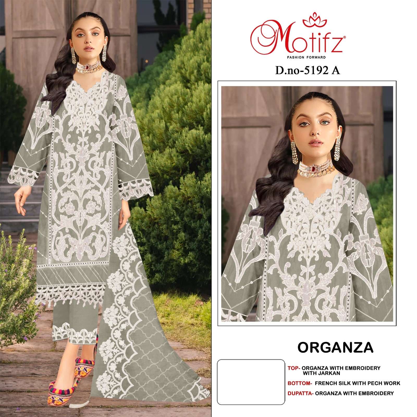 MOTIFZ 5192 A TO D SERIES PURE ORGANZA EMBROIDERY PAKISTANI DRESSES-00201