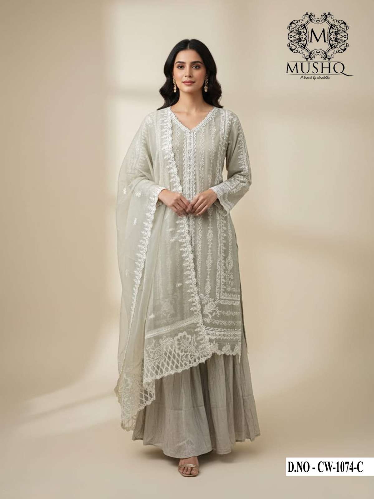 MUSHK CW-1074 PURE CHIFFON EMBROIDERY PAKISTANI DRESSES-00011