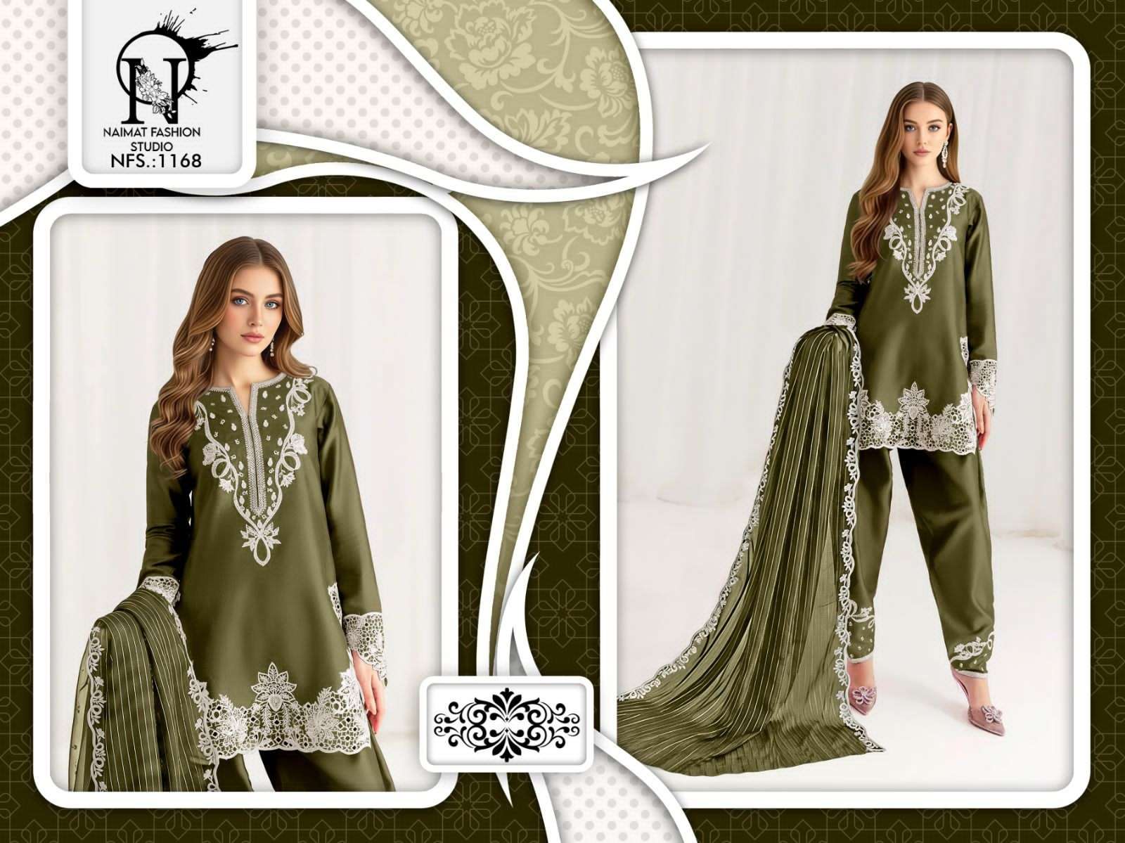 NAIMAT FASHION NFS-1168 PURE SATIN EMBROIDERY PAKISTANI DRESSES-00088