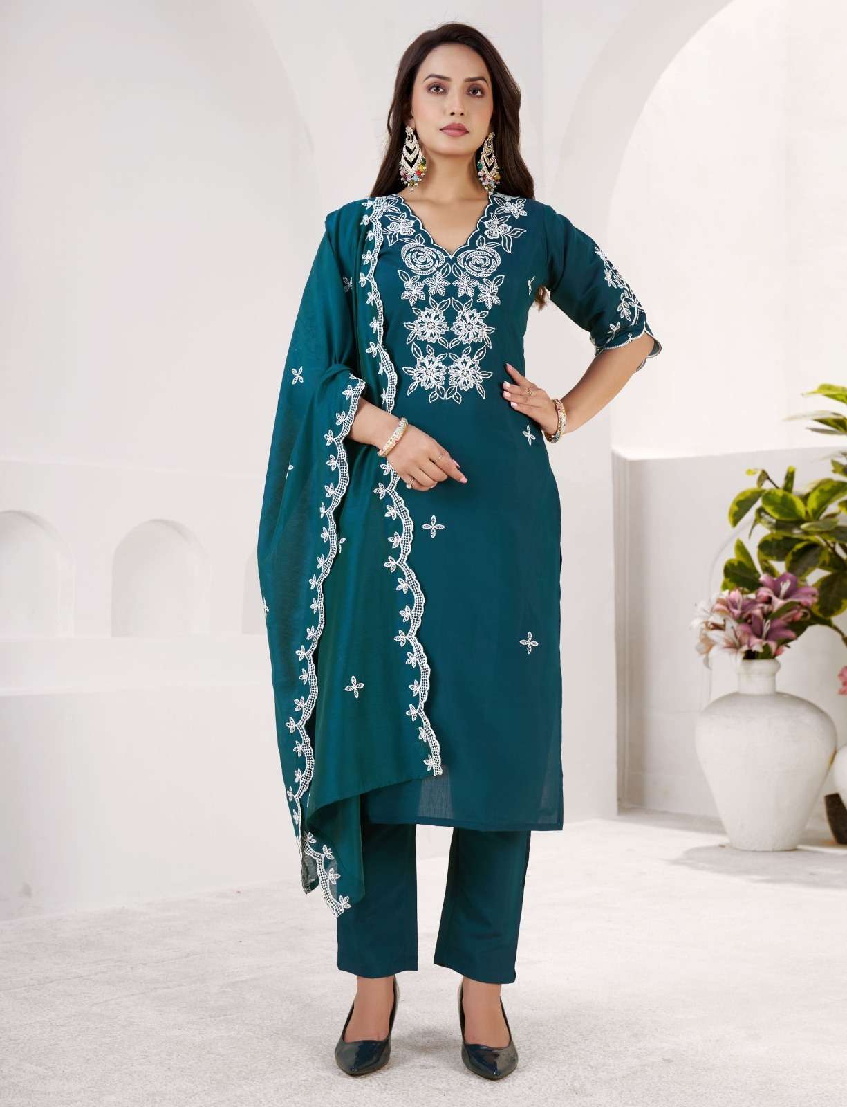NAMO HIT VOL-1 BY ASLIWHOLESALE DESIGNER PURE ROMAN SILK EMBROIDARY DRESSES - 00265