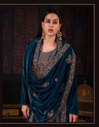 NETRA EXCLUSIVE AALIYA PURE SILK VELVET EMBROIDERY DRESSES-00402