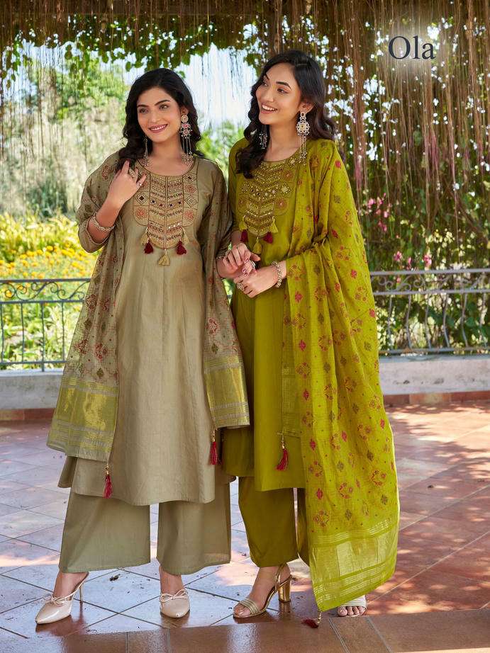 OLA BY ASLIWHOLESALE DESIGNER PURE COTTON EMBROIDERY DRESSES-00014