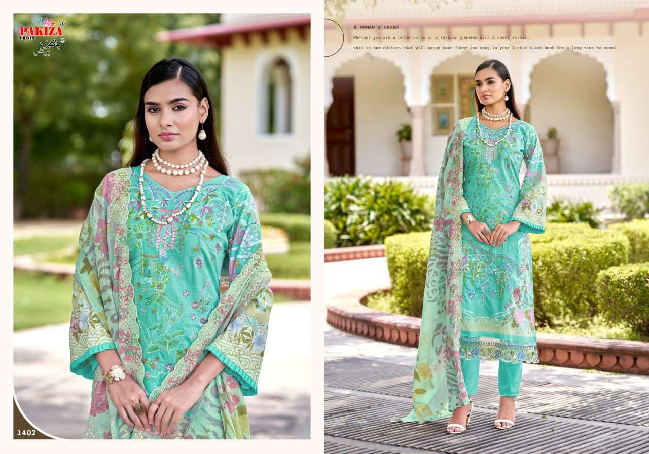 PAKIZA PRINTS FARAH VOL-14 1401 TO 1408 SERIES PURE LAWN PAKISTANI DRESSES-00201