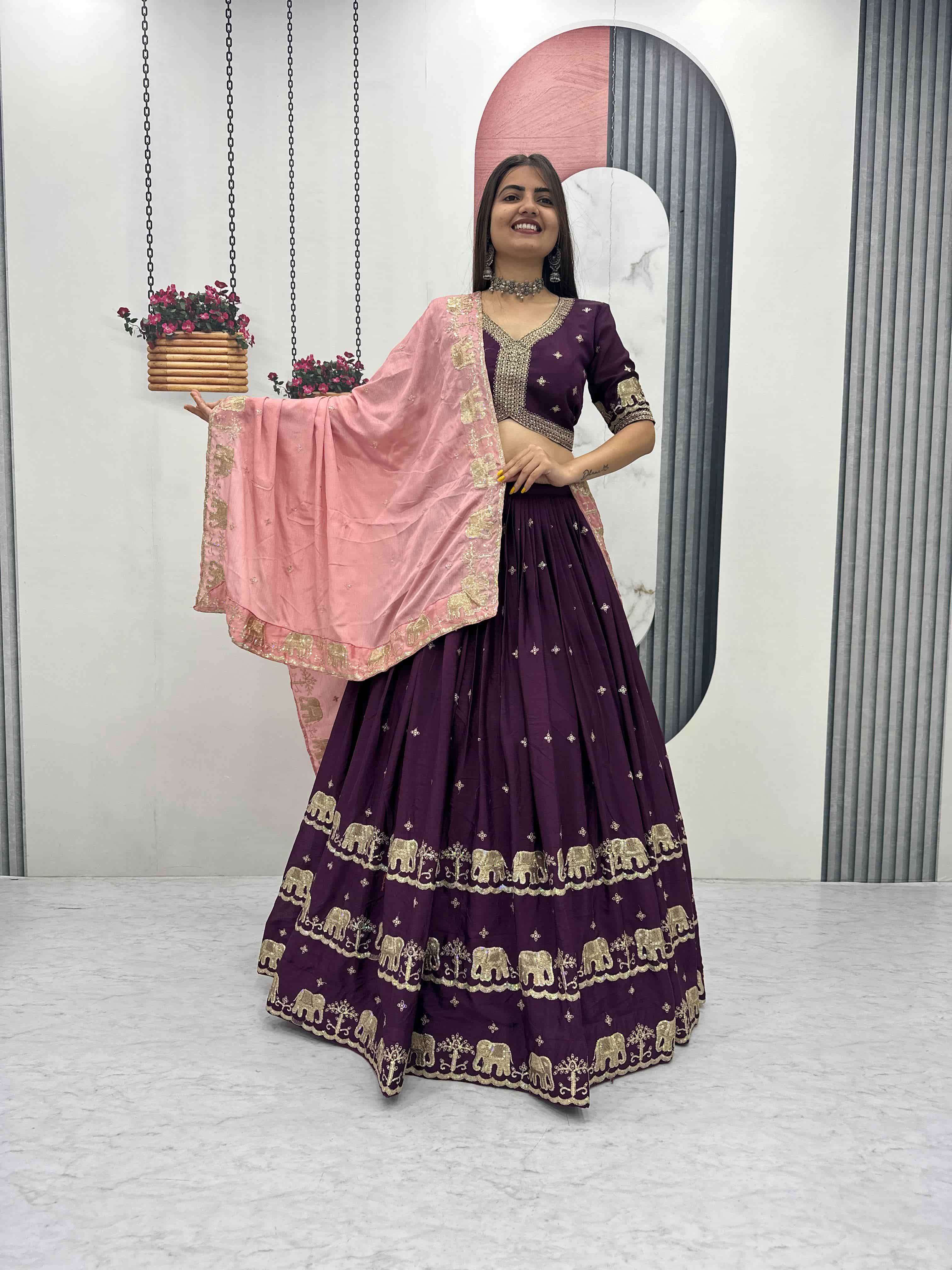 PC-300 COLOUR BY ASLIWHOELSALE DESIGNER PURE CHINON LEHENGAS-00045