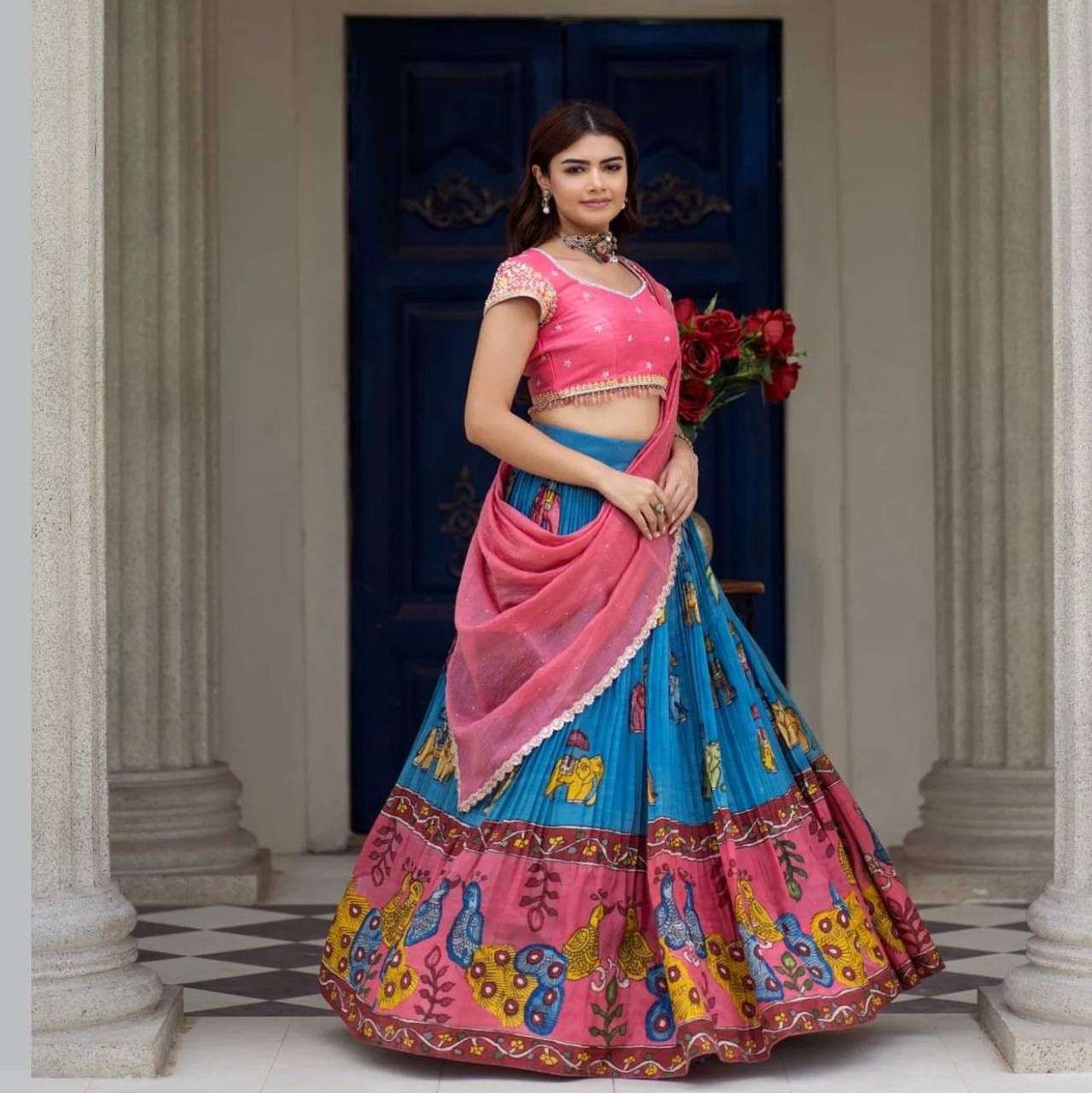 PC-436 COLOUR BY ASLIWHOLESALE DESIGNER PURE FAUX GEOREGTTE EMBROIDERY LEHENGA-00045