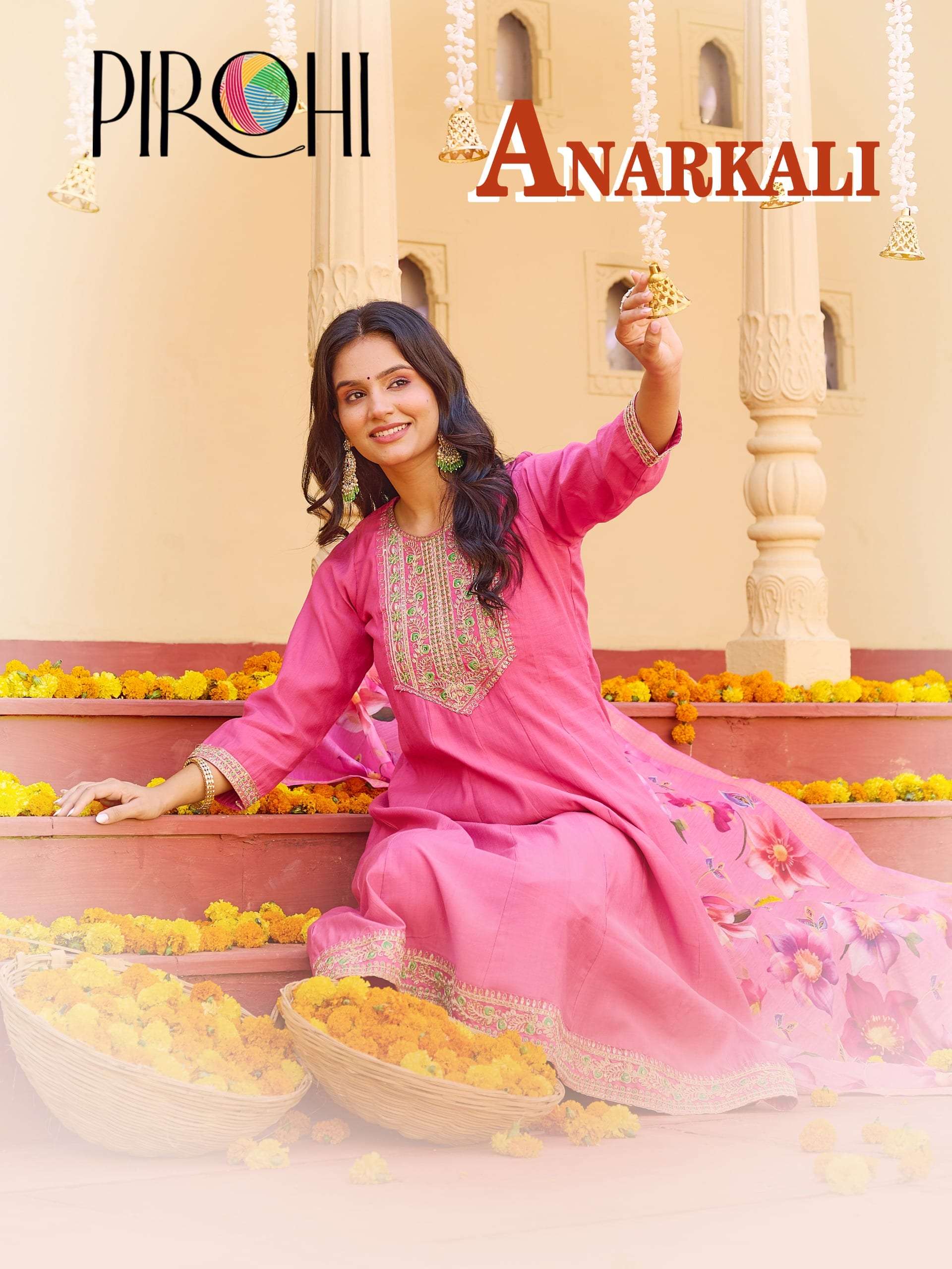PIROHI ANARKALI PURE VISCOSE VERTICAN PRINTED DRESSES-00140