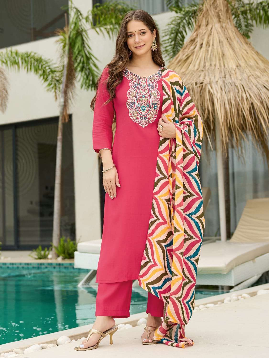 RAANI-2 BY ASLIWHOLESALE DESIGNER PURE VISCOSE RAYON EMBROIDERY DRESSES-00264