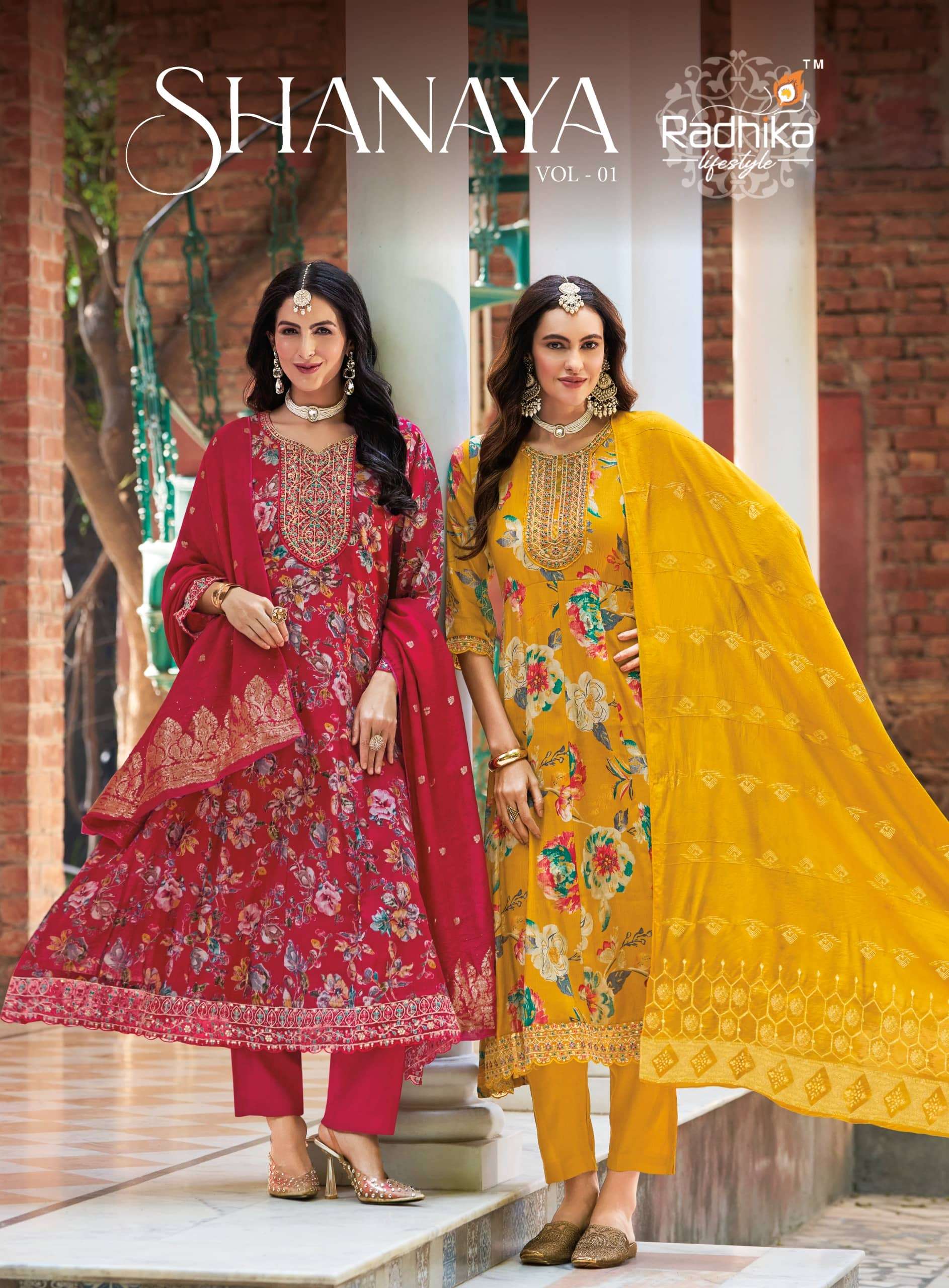 RADHIKA LIFESTYLE SHANAYA VOL-1 1001 TO 1006 SERIES PURE FANCY EMBROIDERY PRINTED DRESSES-00014
