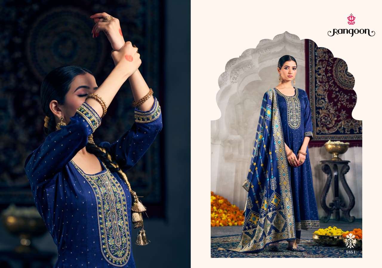 RANGOON AMBER 5851 TO 5854 SERIES PURE JACQUARD ANARKALI STYLE DRESSES-00318