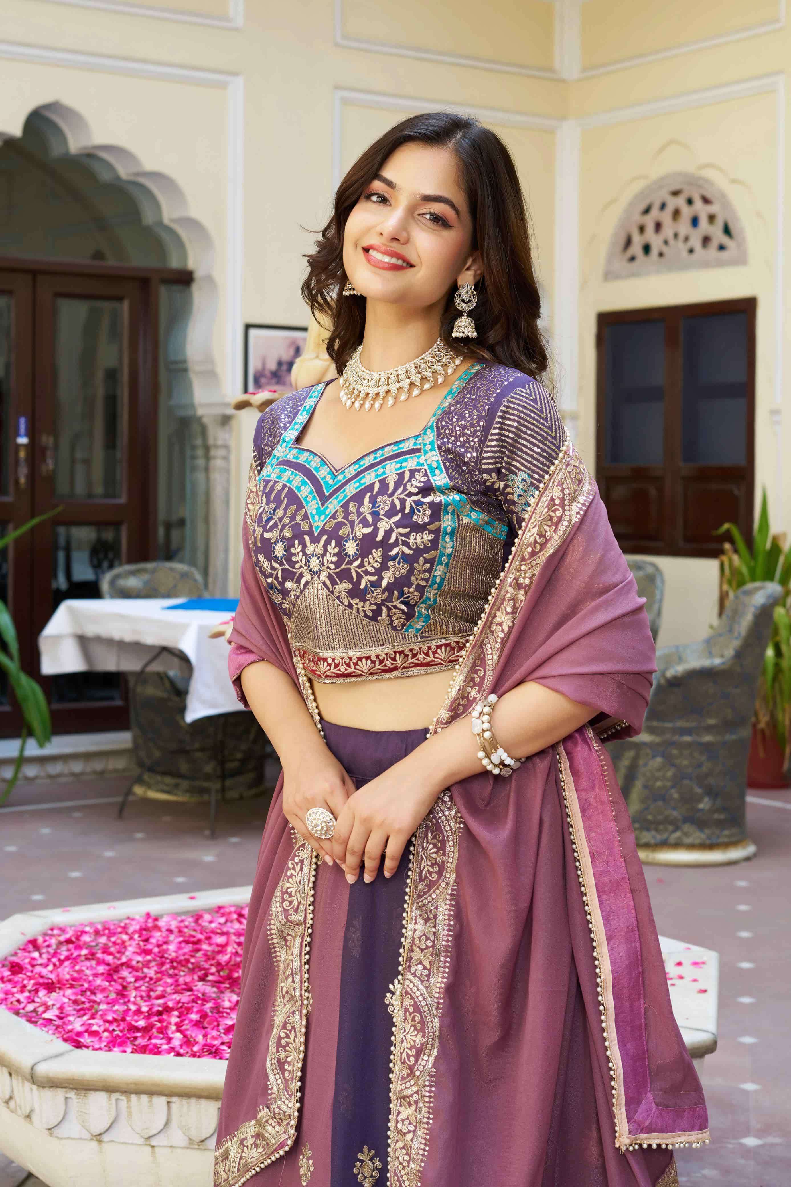 RM-149 BY ASLIWHOLESALE DESIGNER PURE GEORGETTE EMBROIDERY LEHENGAS-00236