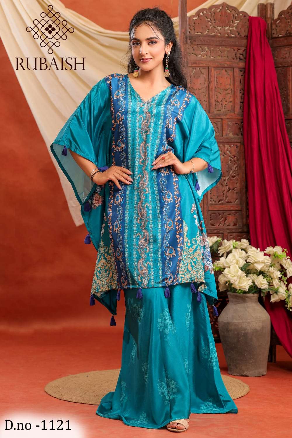 RUBAISH FESTIVE KAFTAN-2 PURE VISCOSE BLEND CREPE KAFTANS-00313