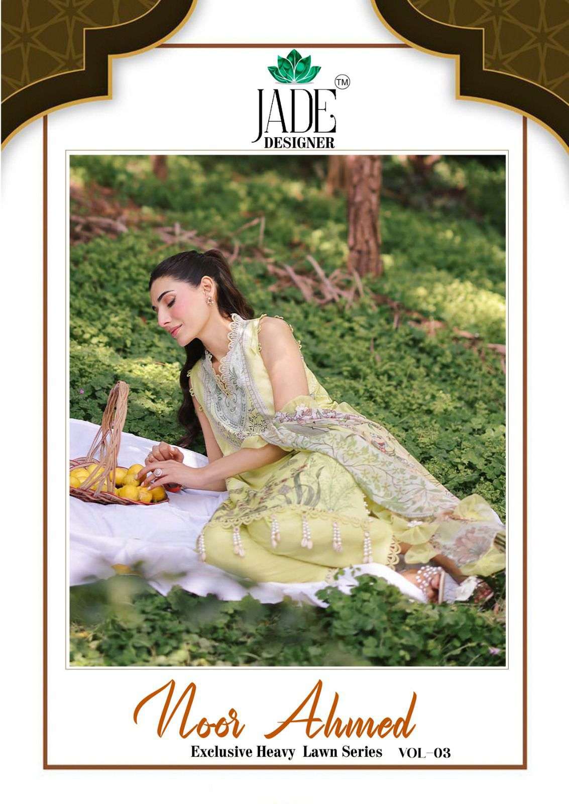 SAANVI TRENDS JADE NOOR AHMED VOL-3 3001 TO 3006 SERIES PURE COTTON PRINTED EMBROIDERY DRESSES-00062
