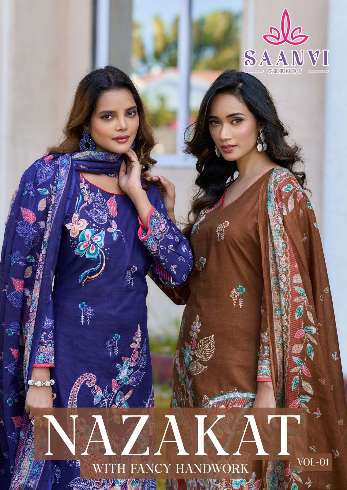 SAANVI TRENDZ NAZAKAT VOL-01 1001 TO 1008 SERIES PURE COTTON PRINTED PAKISTANI DRESSES-00062