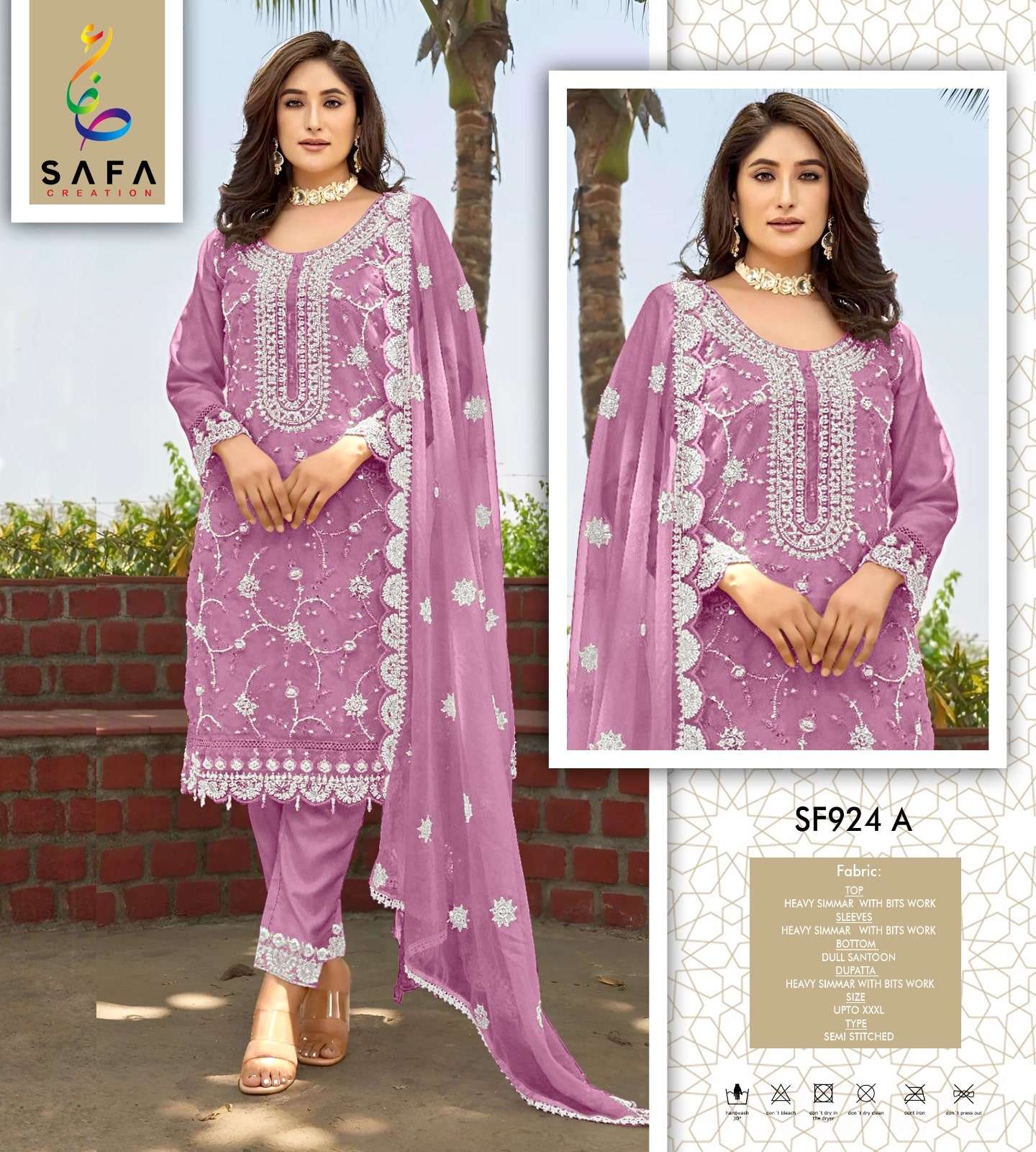 SAFA CREATION HYA-924 PURE SIMMER GEORGETTE MEBROIDERY PAKISTANI DRESSES-00203