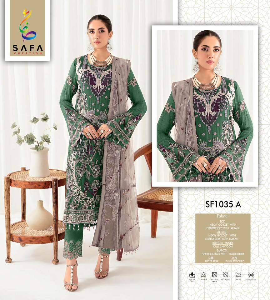 SAFA CREATION SFPK-1035 A TO D SERIES PURE GEORGETTE EMBROIDERY DRESSES-00203