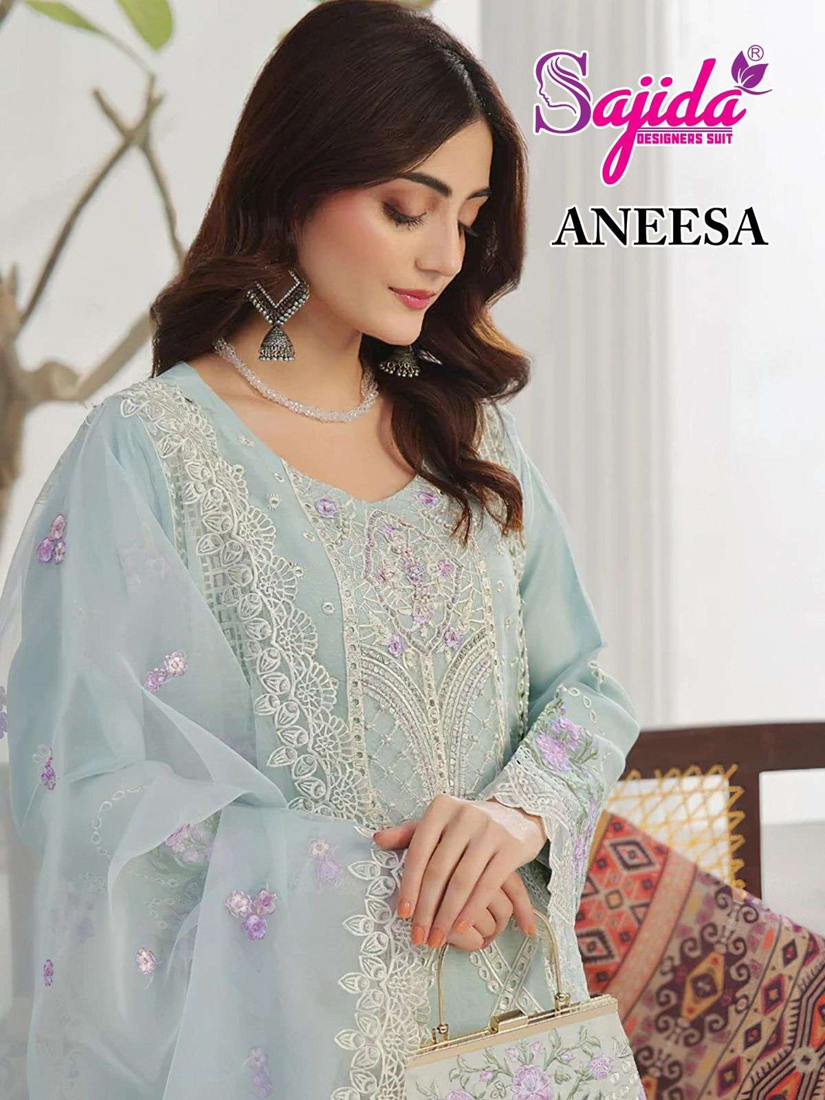 SAJIDA ANEESA PURE GEORGETTE EMBROIDERY PAKISTANI DRESS-00201