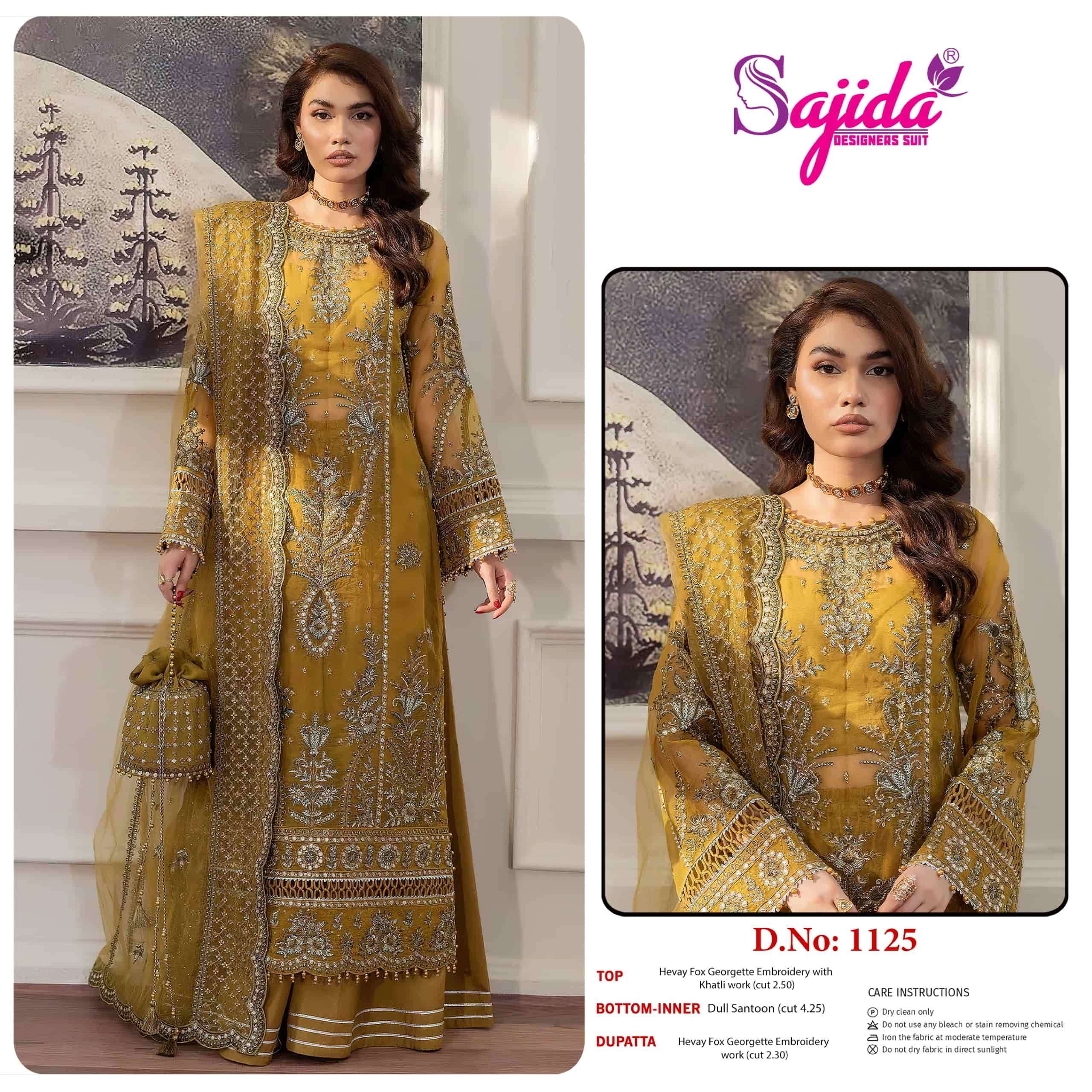 SAJIDA SD-1125 PURE ORGANZA EMBROIDERY PAKISTANI DRESS-00201