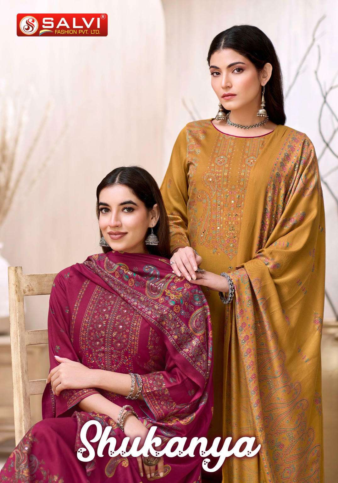 SALVI FASHION SHUKANYA 1001 TO 1008 SERIES PURE PASHMINA PRINTED DRESSES-00402
