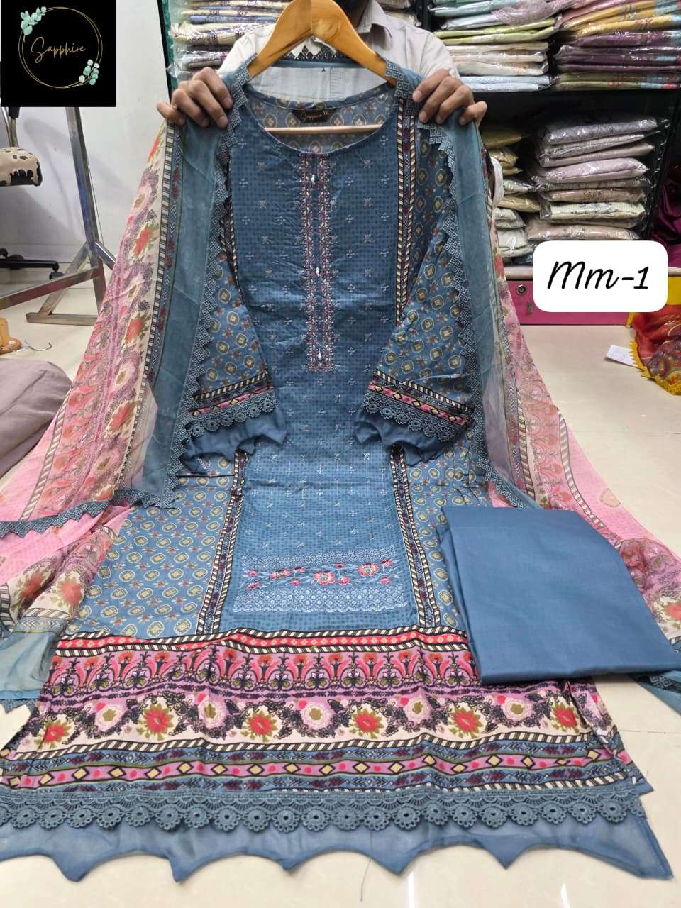 SAPPHIRE JAZMIN MM VOL-1 PURE COTTON EMBROIDERY PAKISTANI DRESSES-00272