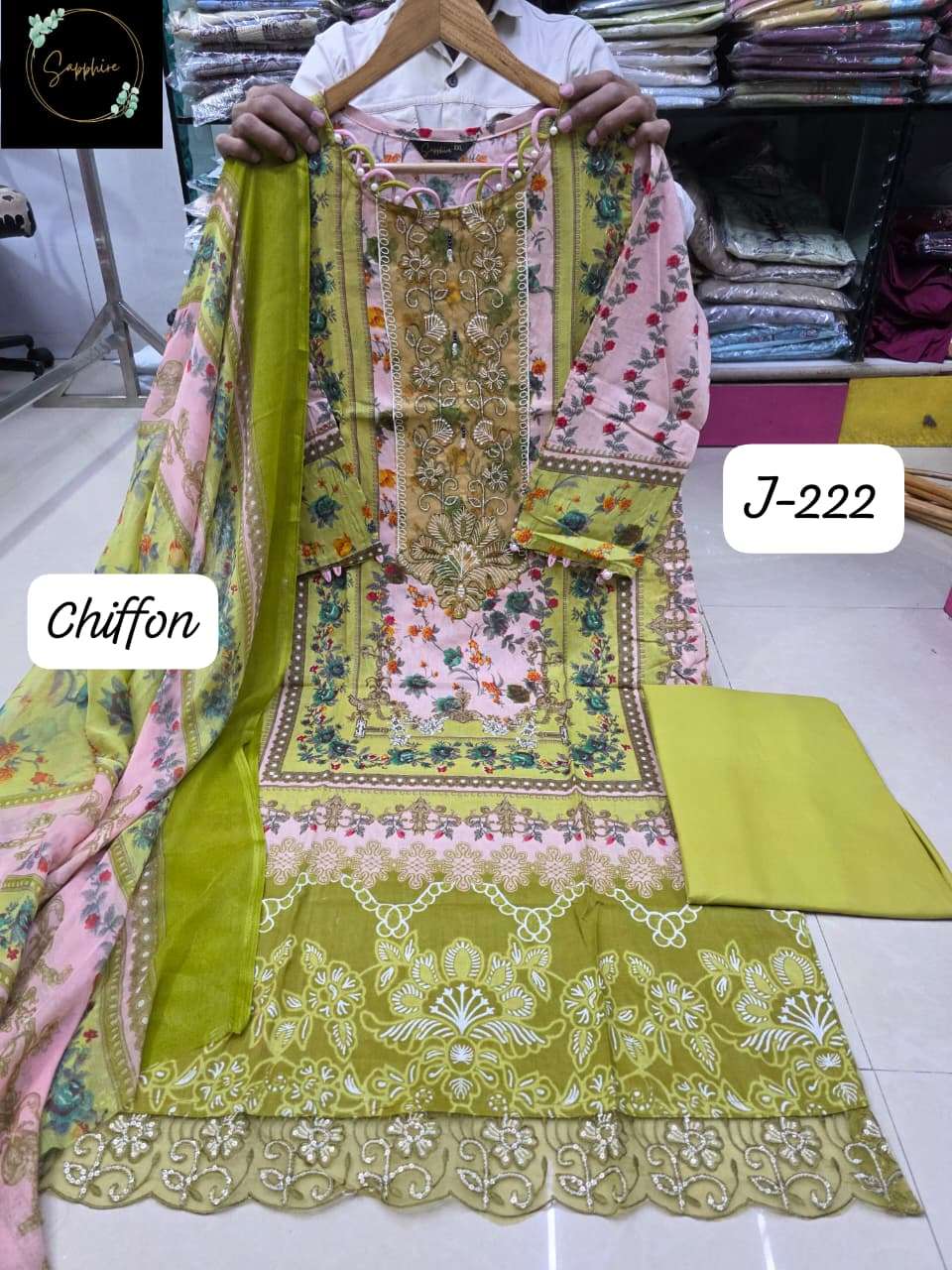 SAPPHIRE JAZMIN SS VOL-222 PURE COTTON EMBROIDERY PAKISTANI DRESSES-00272