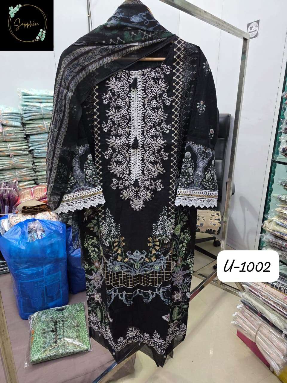 SAPPHIRE JAZMIN U 1002 PURE COTTON EMBROIDERY PAKISTANI DRESSES-00272