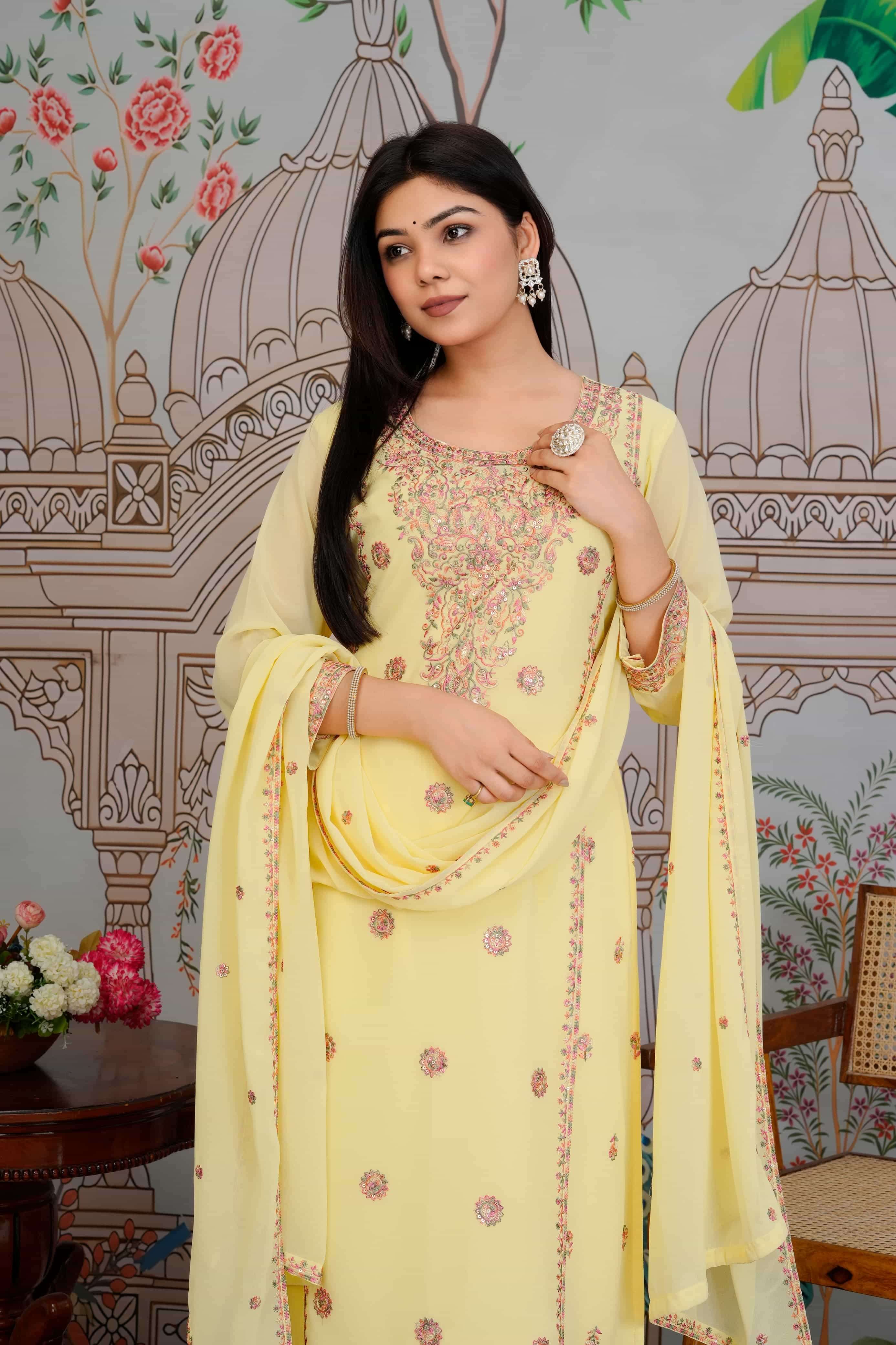 SAVYA VOL-1 BY ASLIWHOLESALE DESIGNER PURE FAUX GEORGETTE EMBROIDERY DRESSES-00014