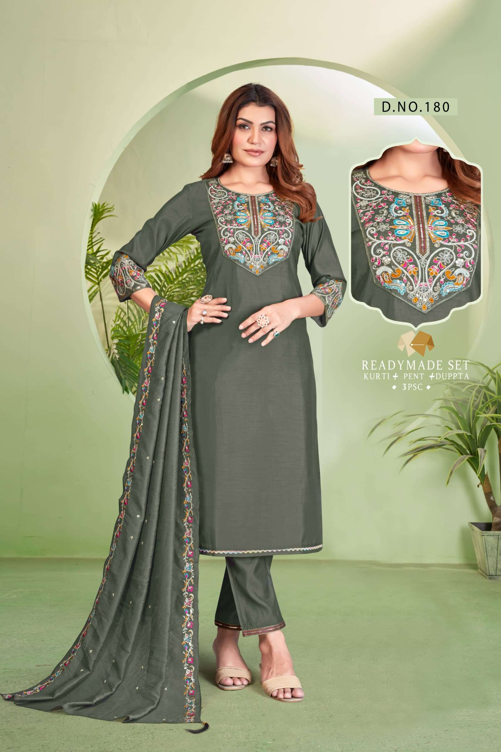 SAVYA VOL-14 180 TO 182 SERIES PURE ROMAN SILK EMBROIDERY DRESSES-00014