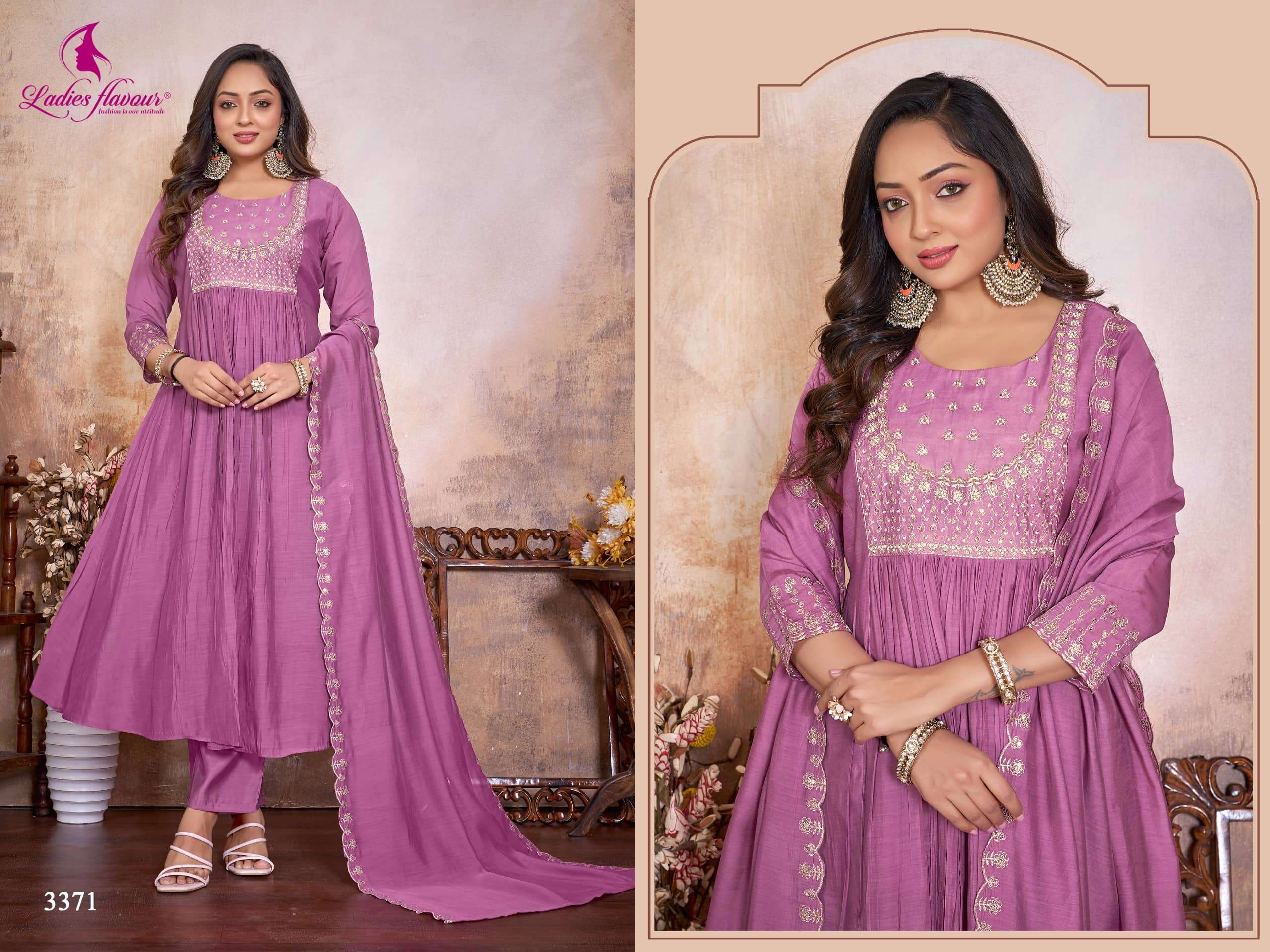 SAVYA VOL-5 3371 TO 3372 SERIES BY ASLIWHOLESALE DESIGNER PURE CHANDERI EMBROIDERY DRESSES-00014