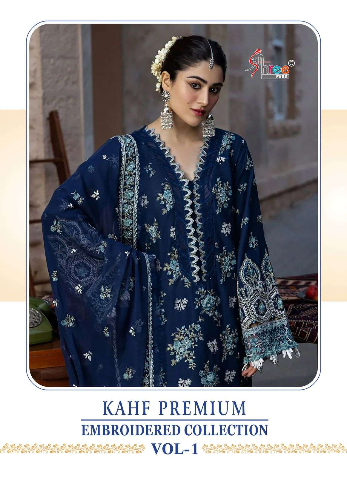 SHREE FAB KAHF PREMIUM VOL-01 4071 TO 4075 SERIES PURE RAYON EMBROIDERY PAKISTANI DRESSES-00201