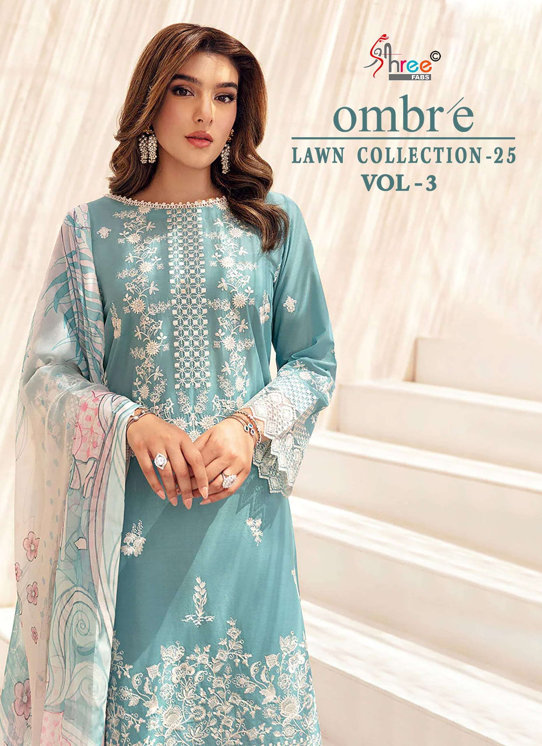 SHREE FAB OMBRE LAWN COLLECTION VOL-03 3781 TO 3786 SERIES PURE COTTON EMBROIDERY PAKISTANI DRESSES-...